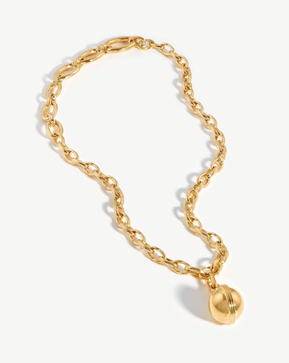 Large Sphere Chain Lariat Necklace