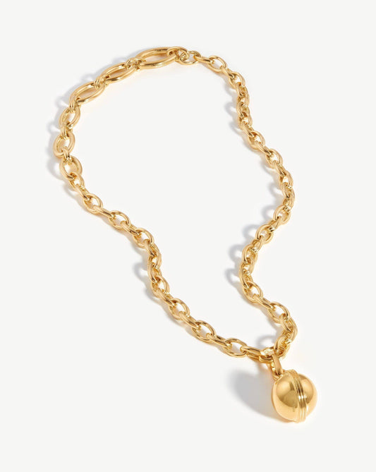 Large Sphere Chain Lariat Necklace