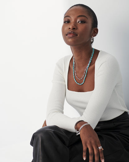 Long Beaded Stack Necklace