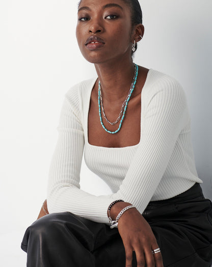 Long Beaded Stack Necklace