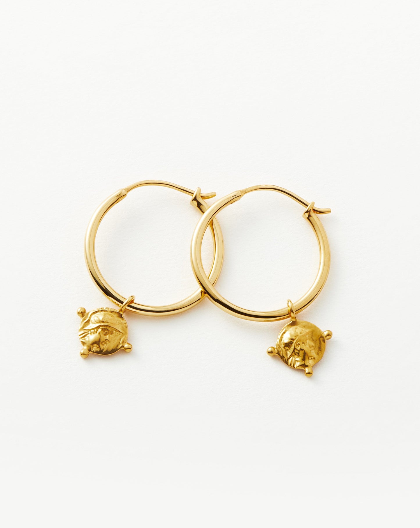 Lucy Williams Beaded Coin Charm Hoop Earrings