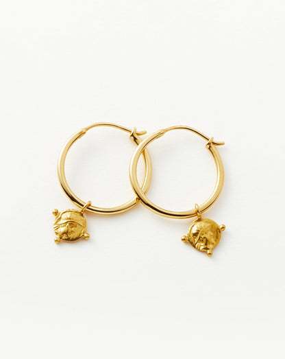 Lucy Williams Beaded Coin Charm Hoop Earrings