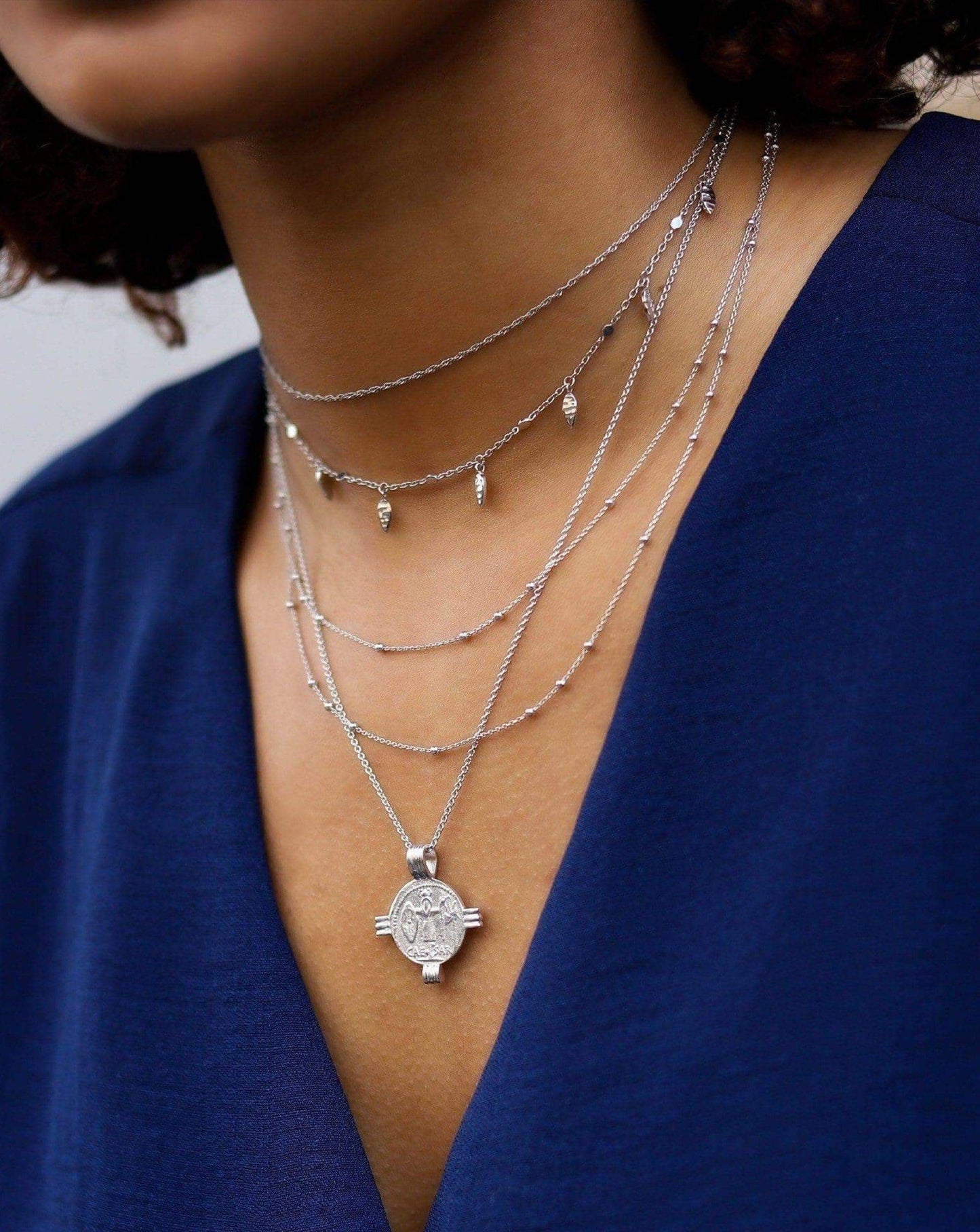 Lucy Williams Caesar Coin Necklace | Silver Plated