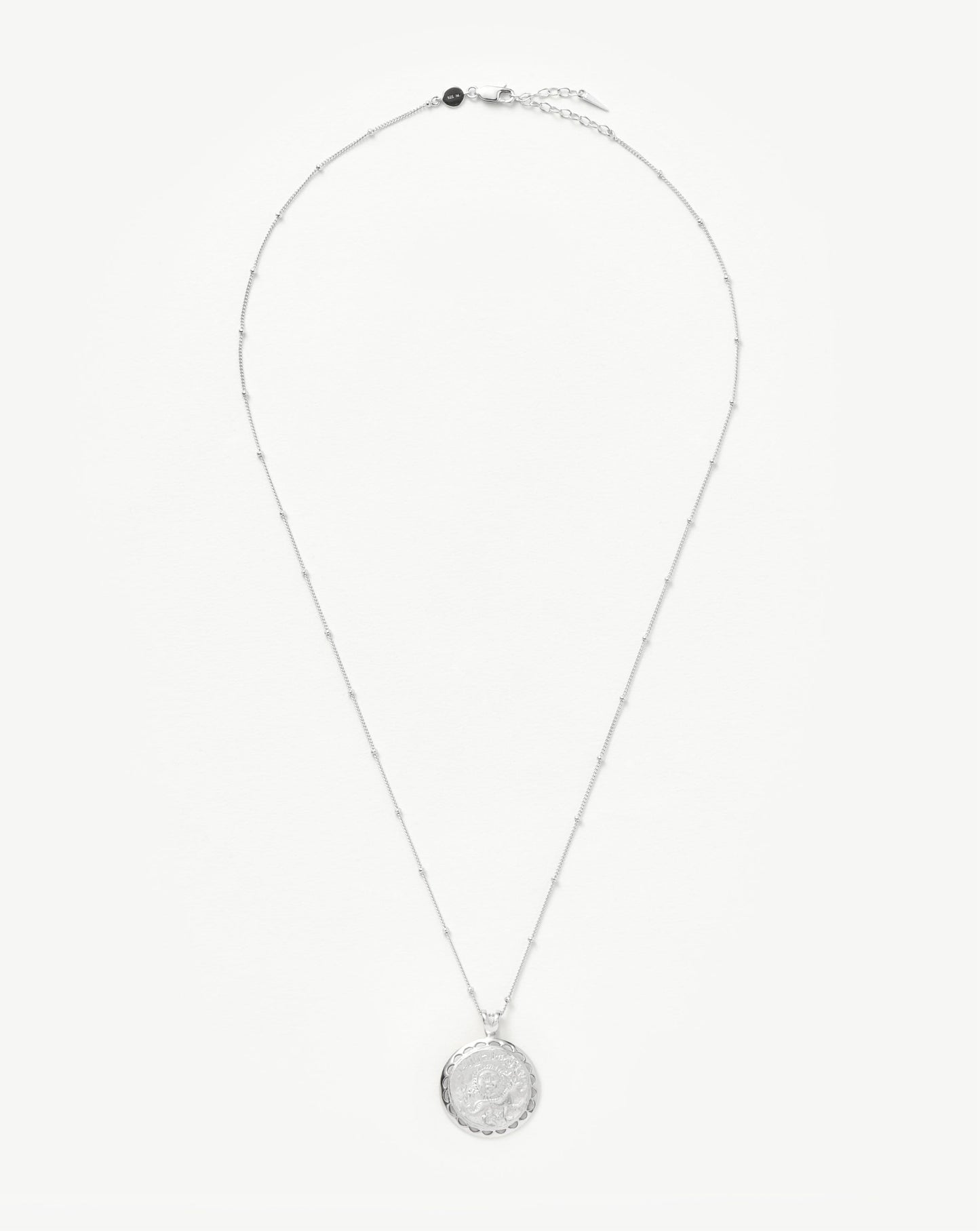 Lucy Williams Engravable Rising Sun Medallion Coin Necklace | Silver Plated
