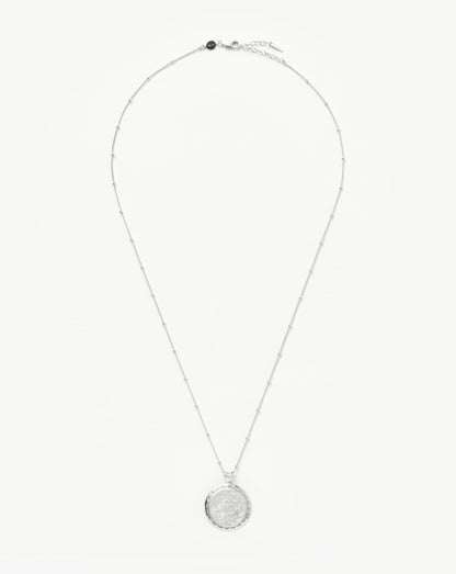 Lucy Williams Engravable Rising Sun Medallion Coin Necklace | Silver Plated