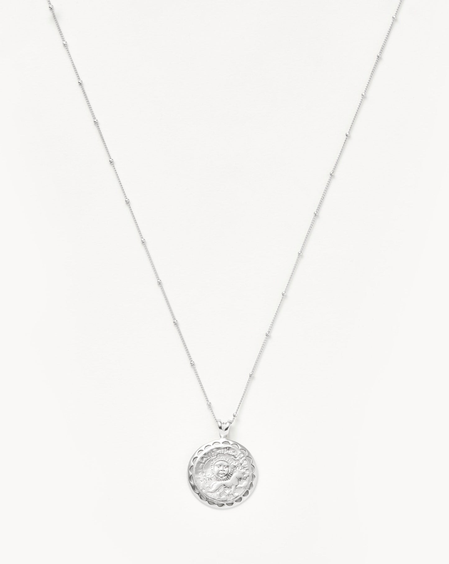 Lucy Williams Engravable Rising Sun Medallion Coin Necklace | Silver Plated