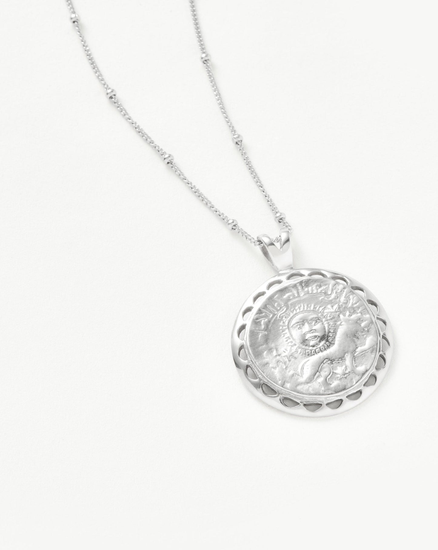 Lucy Williams Engravable Rising Sun Medallion Coin Necklace | Silver Plated