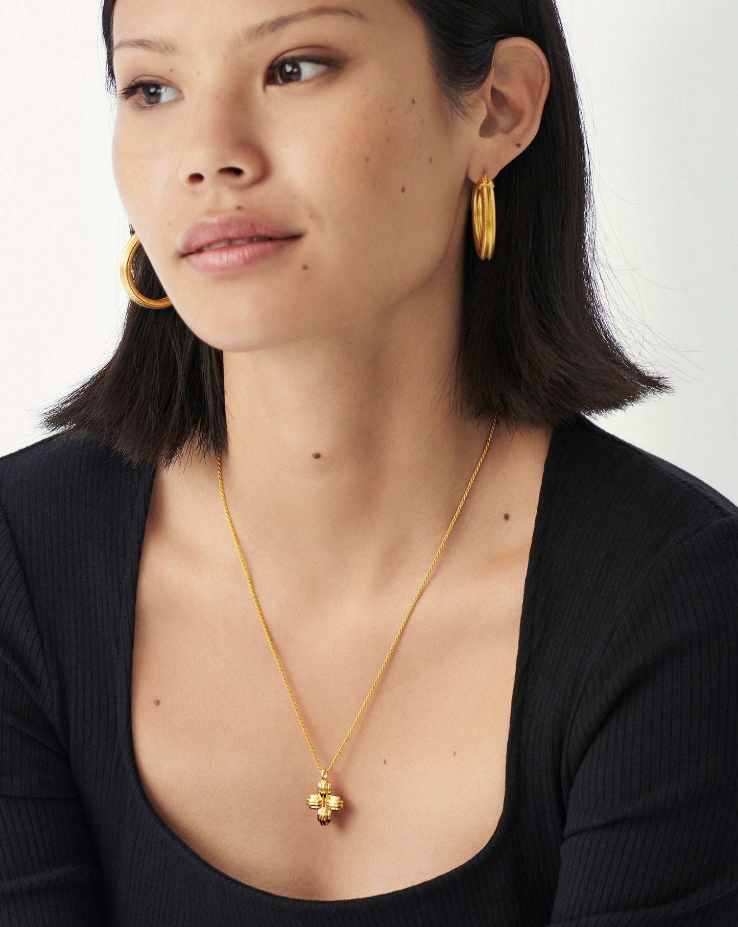 Lucy Williams Large Ridge Cross Necklace | 18ct Gold Vermeil