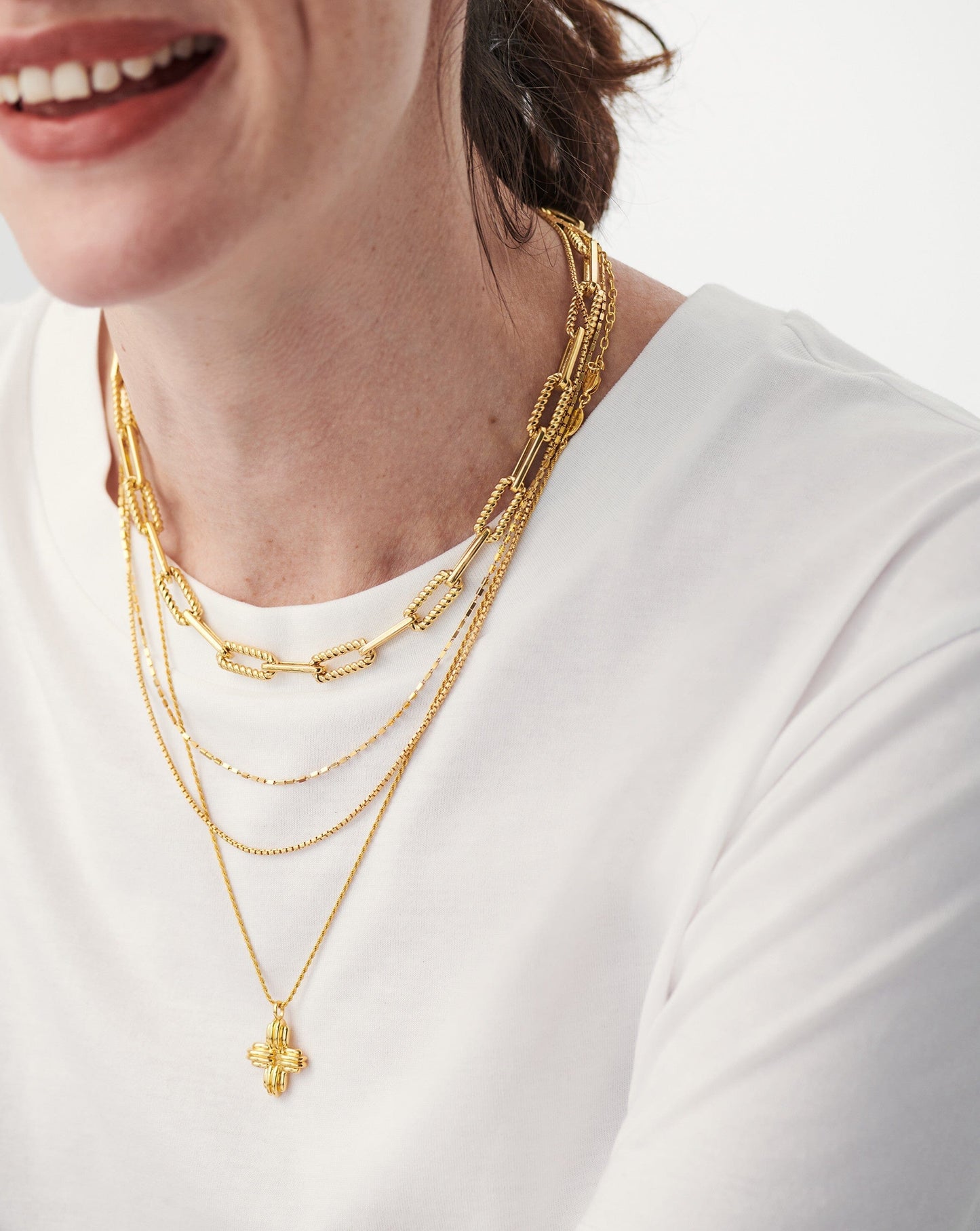 Lucy Williams Large Ridge Cross Necklace | 18ct Gold Vermeil