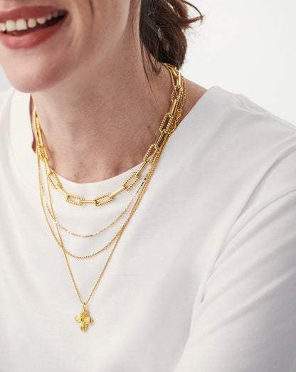 Lucy Williams Large Ridge Cross Necklace | 18ct Gold Vermeil