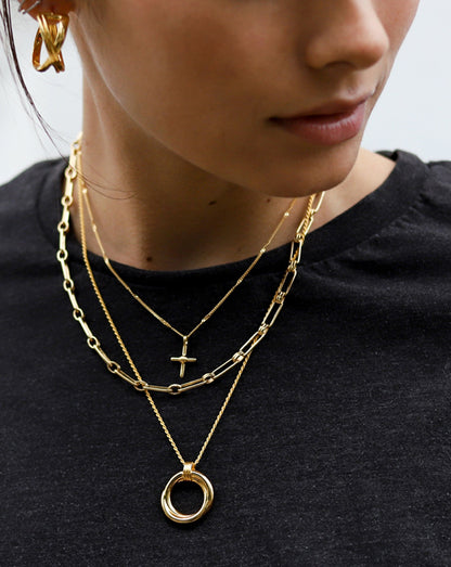 Lucy Williams Ridge Cross Necklace | 18ct Gold Vermeil