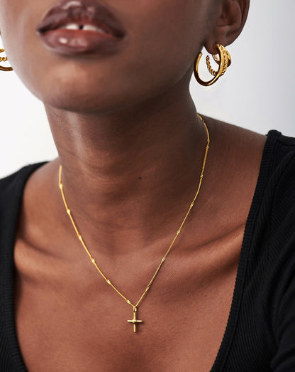 Lucy Williams Ridge Cross Necklace | 18ct Gold Vermeil