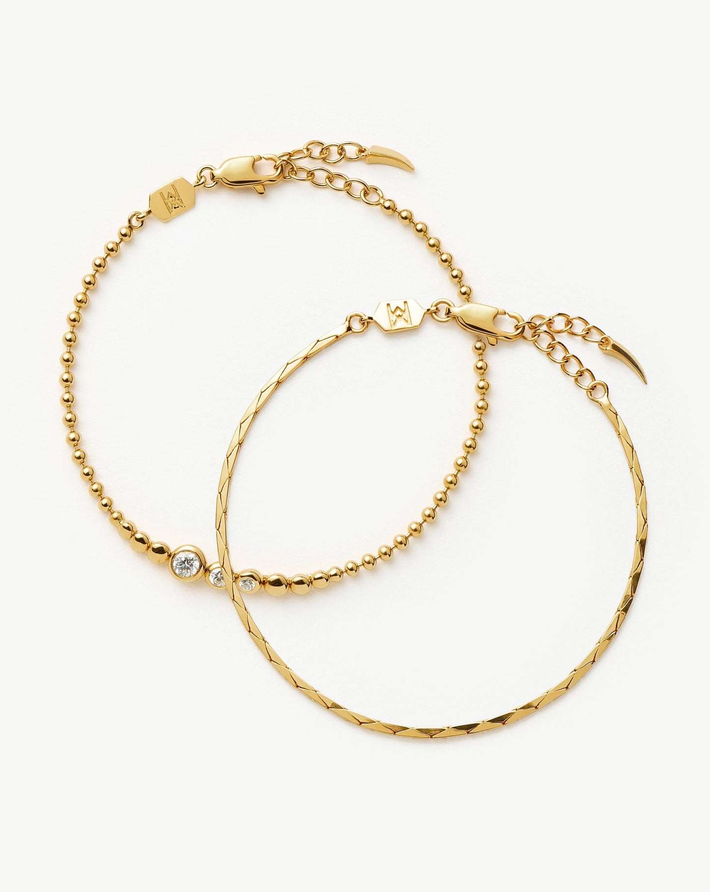 Lucy Williams Snake Chain & Beaded Bracelet Set | 18ct Gold Vermeil