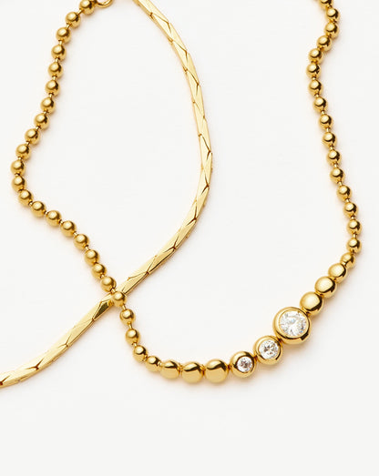 Lucy Williams Snake Chain & Beaded Bracelet Set | 18ct Gold Vermeil