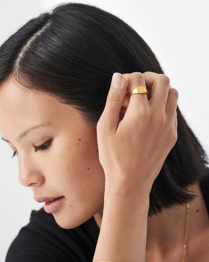 Lucy Williams Square Coin Signet Ring | 18ct Gold Vermeil