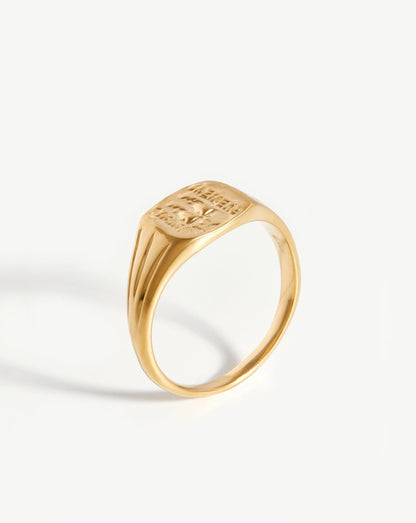 Lucy Williams Square Coin Signet Ring | 18ct Gold Vermeil