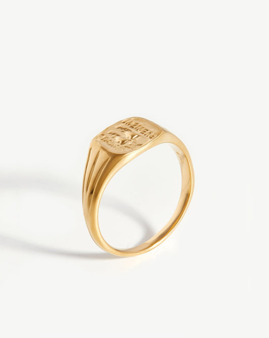 Lucy Williams Square Coin Signet Ring | 18ct Gold Vermeil