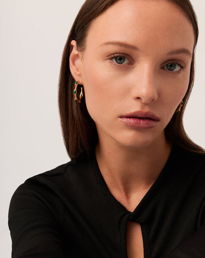 Magma Gemstone Medium Hoop Earrings | 18ct Recycled Gold Plated on Brass