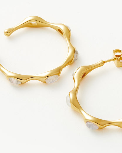 Magma Gemstone Medium Hoop Earrings | 18ct Recycled Gold Plated on Recycled Sterling Silver