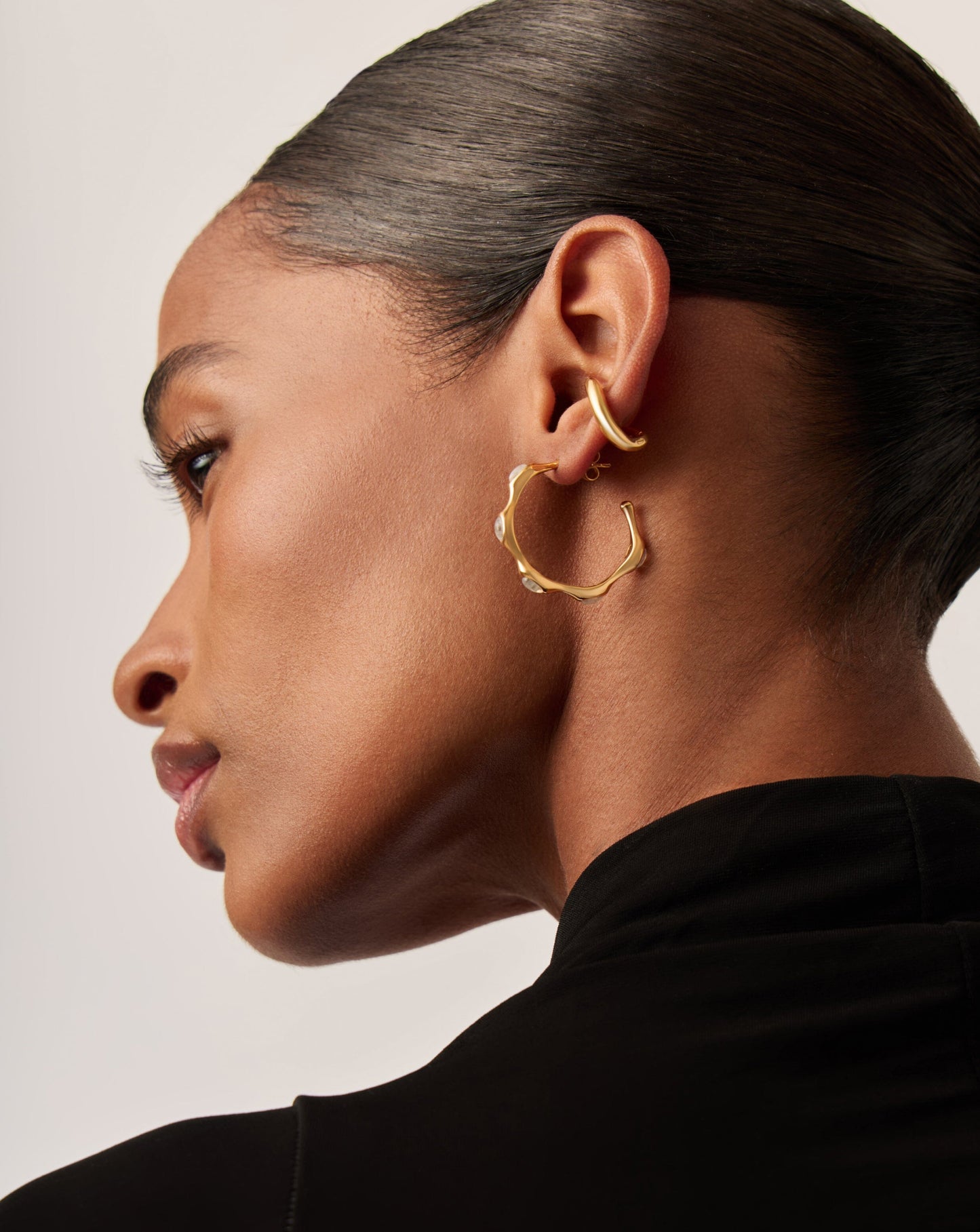 Magma Gemstone Medium Hoop Earrings | 18ct Recycled Gold Plated on Recycled Sterling Silver