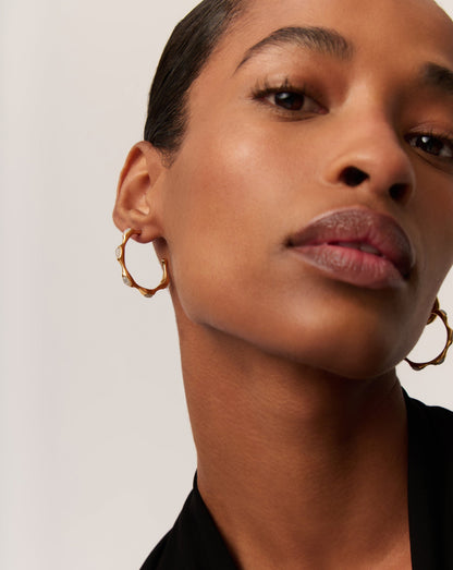 Magma Gemstone Medium Hoop Earrings | 18ct Recycled Gold Plated on Recycled Sterling Silver