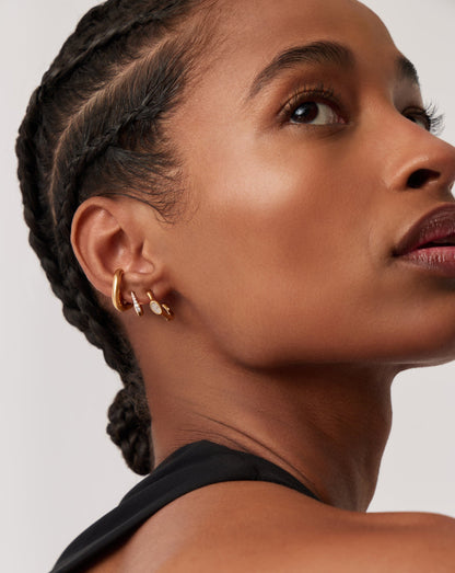 Magma Gemstone Small Hoop Earrings | 18ct Recycled Gold Vermeil on Recycled Sterling Silver