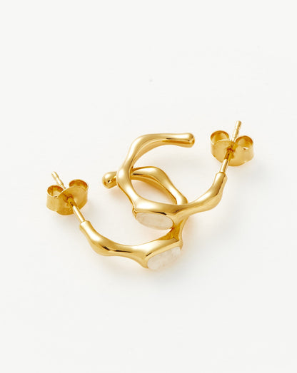 Magma Gemstone Small Hoop Earrings | 18ct Recycled Gold Vermeil on Recycled Sterling Silver