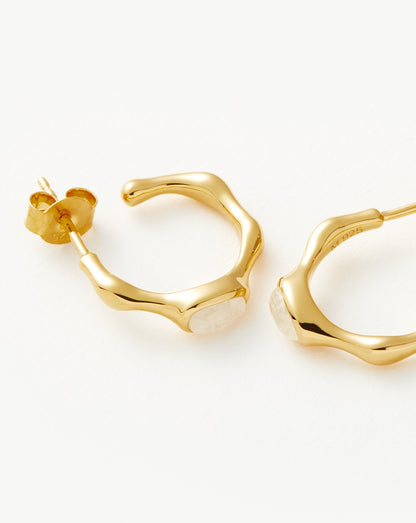 Magma Gemstone Small Hoop Earrings | 18ct Recycled Gold Vermeil on Recycled Sterling Silver