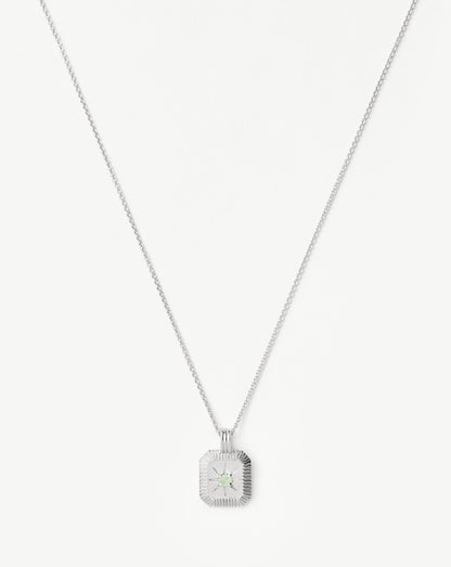 March Birthstone Pendant Necklace | Dyed Aqua Chalcedony/March