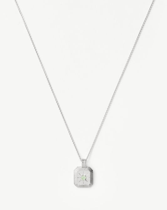 March Birthstone Pendant Necklace | Dyed Aqua Chalcedony/March