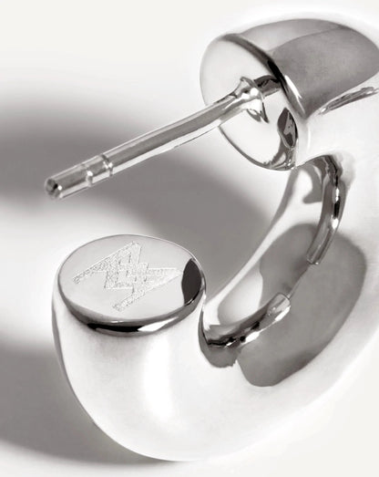 Chubby Tunnel Small Hoop Earrings  | Silver Plated
