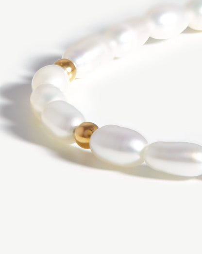 Medium Seed Pearl Beaded Necklace | 18ct Gold Plated/Pearl