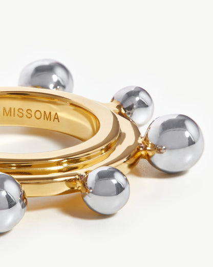 Medium Sphere Hoop Earrings | Mixed Metal