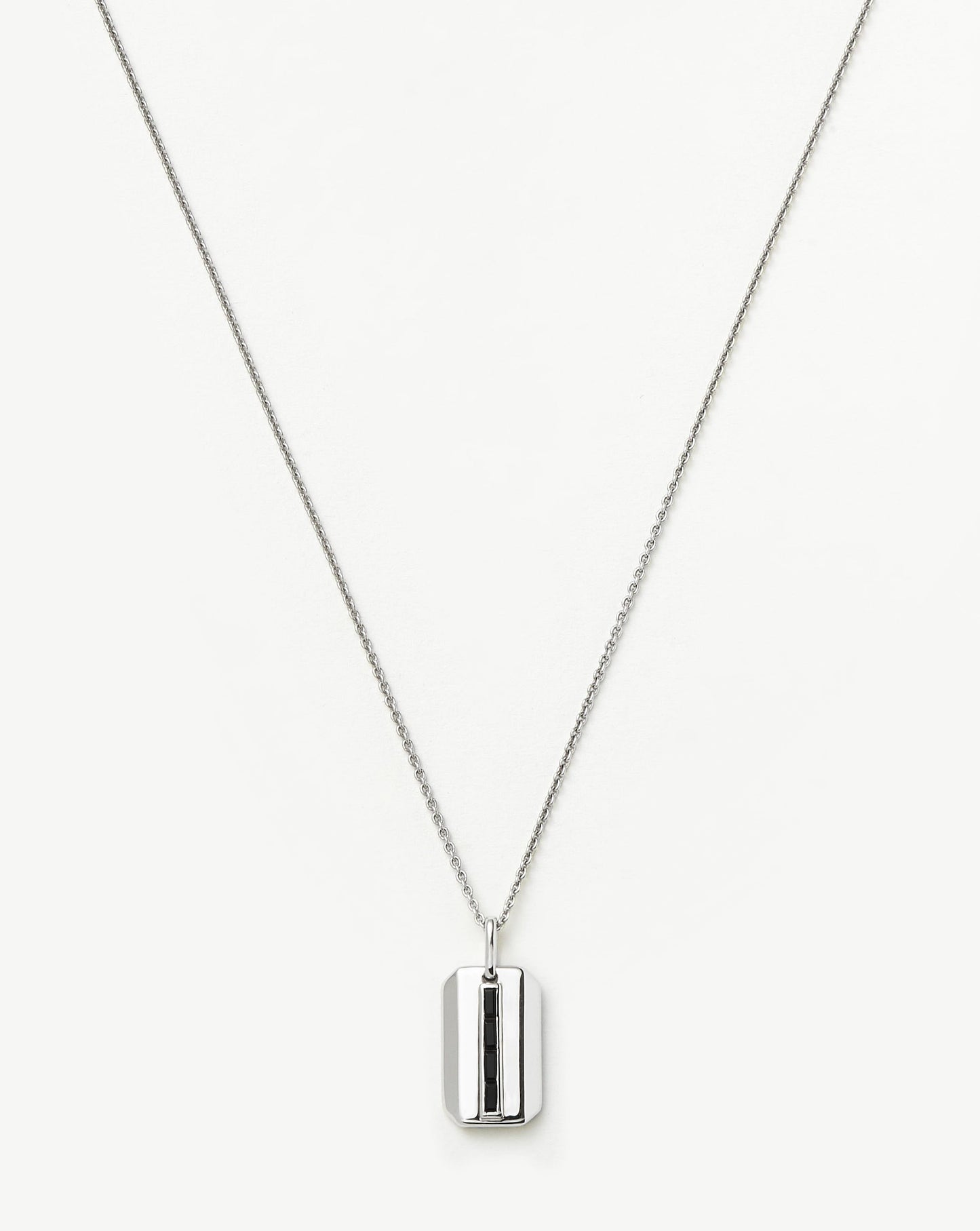 Mens Engravable Black Onyx Tag Pendant Necklace | Sterling Silver/Black Onyx