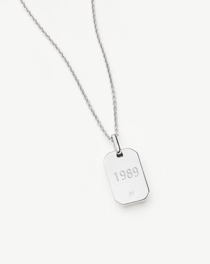 Mens Engravable Black Onyx Tag Pendant Necklace | Sterling Silver/Black Onyx