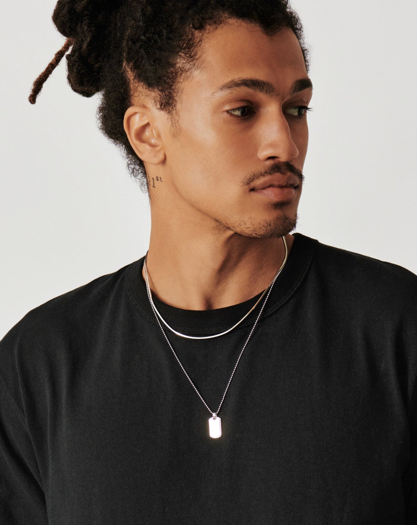 Mens Engravable Tag Pendant Necklace | Sterling Silver