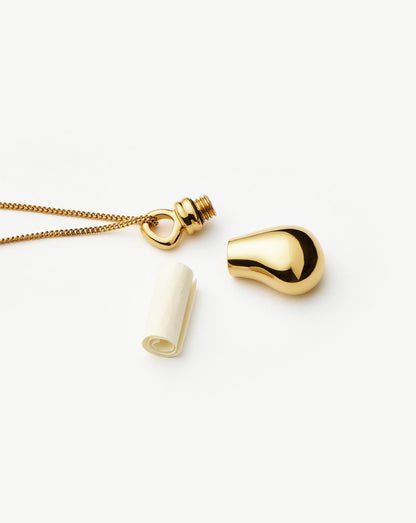 Message in a Bottle Droplet Pendant Necklace | 18ct Gold Plated