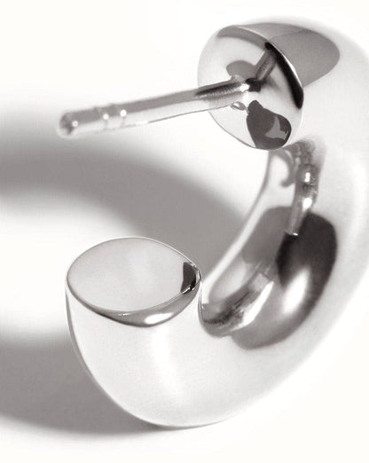 Chubby Tunnel Mini Hoop Earrings | Silver Plated
