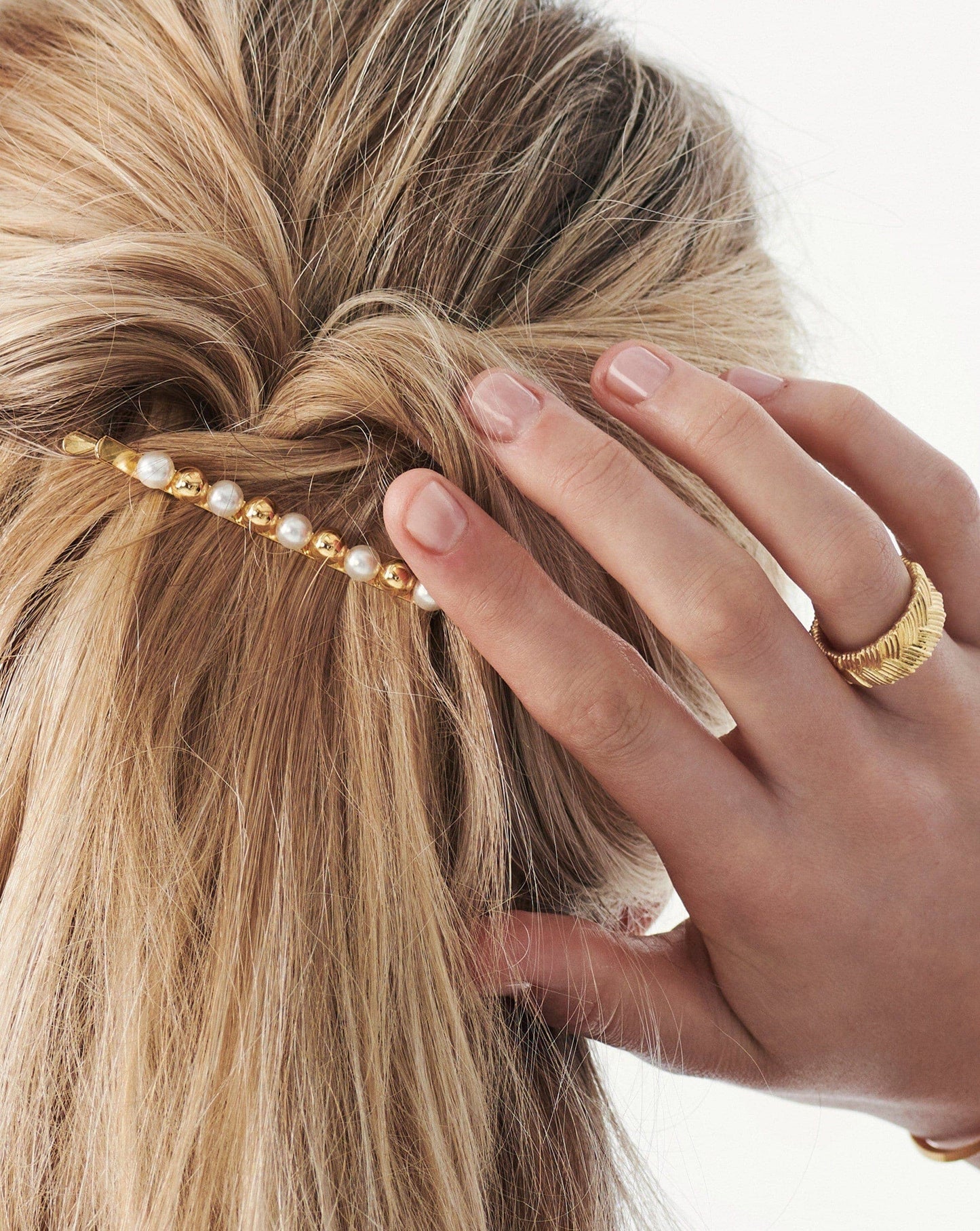 Mini Sphere Beaded Hair Clip | 18ct Gold Plated/Faux Pearl