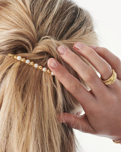 Mini Sphere Beaded Hair Clip | 18ct Gold Plated/Faux Pearl