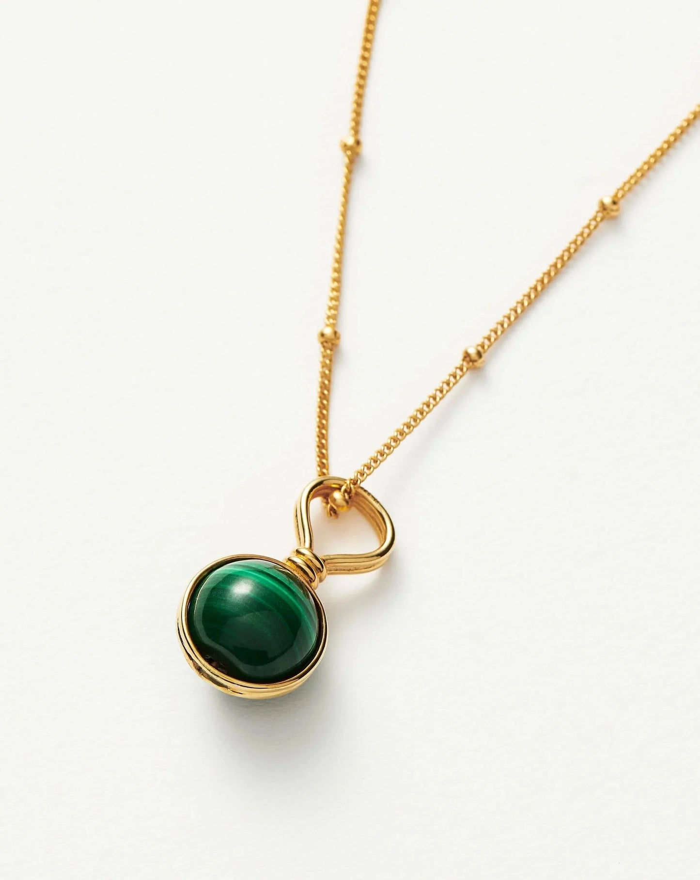 Mini Sphere Pendant Necklace | 18ct Gold Vermeil/Malachite