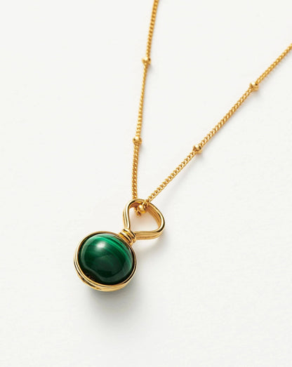 Mini Sphere Pendant Necklace | 18ct Gold Vermeil/Malachite