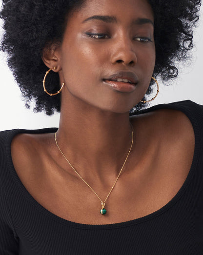 Mini Sphere Pendant Necklace | 18ct Gold Vermeil/Malachite