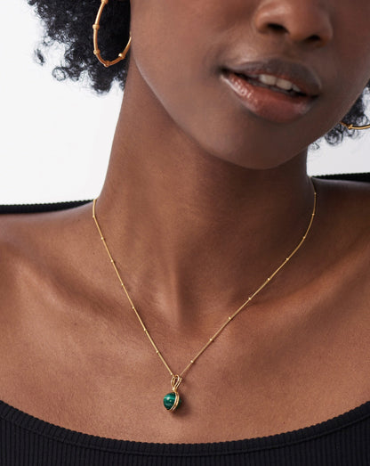 Mini Sphere Pendant Necklace | 18ct Gold Vermeil/Malachite