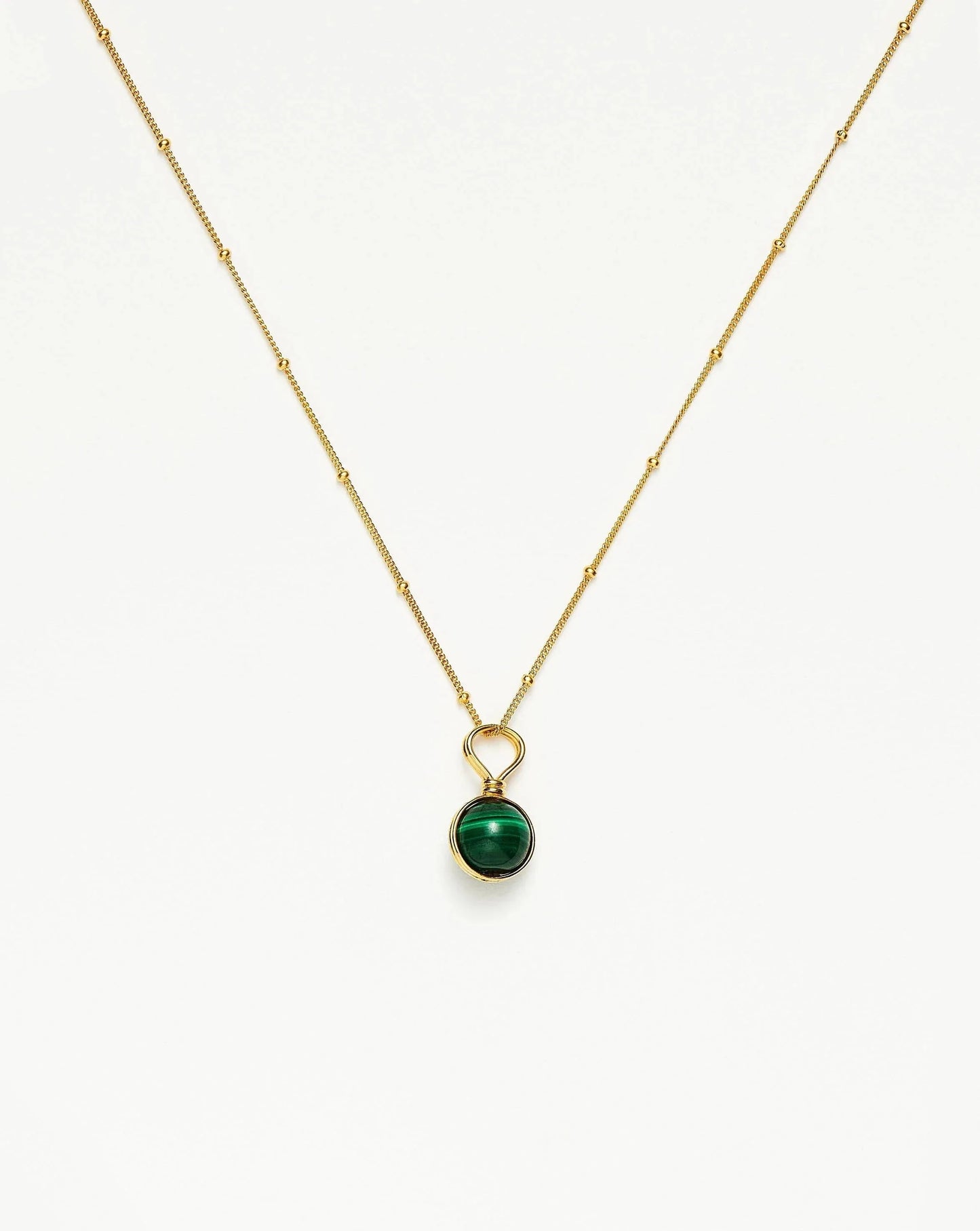 Mini Sphere Pendant Necklace | 18ct Gold Vermeil/Malachite