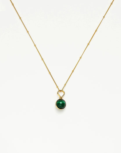 Mini Sphere Pendant Necklace | 18ct Gold Vermeil/Malachite