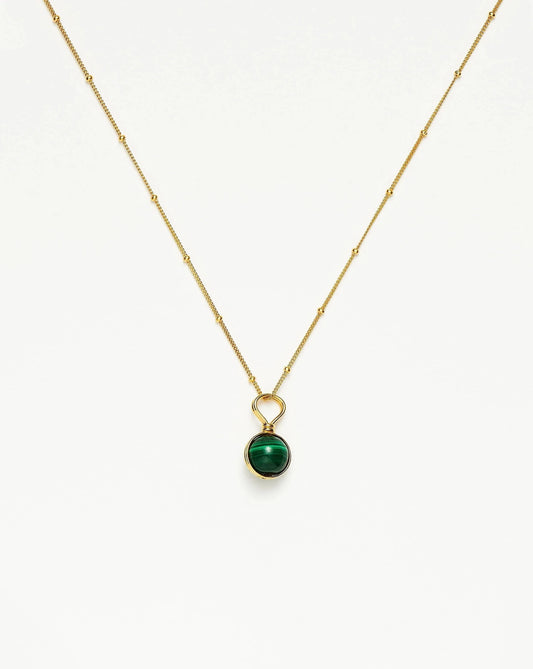 Mini Sphere Pendant Necklace | 18ct Gold Vermeil/Malachite
