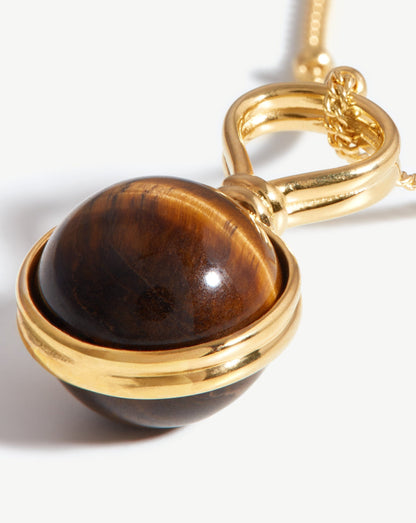 Mini Sphere Pendant Necklace | 18ct Gold Vermeil/Tigers Eye