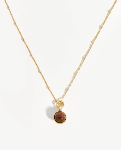 Mini Sphere Pendant Necklace | 18ct Gold Vermeil/Tigers Eye
