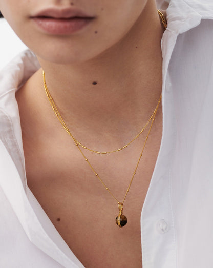 Mini Sphere Pendant Necklace | 18ct Gold Vermeil/Tigers Eye